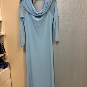 Chic Light Blue Long Sleeve Dress